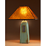Celadon Ceramic Lamp with Mica Shade